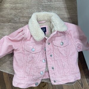 GAP Kids Pink Corduroy Jacket with Cream Sherpa Collar